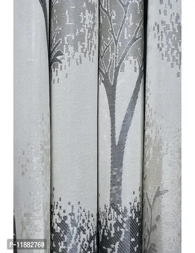 Aaradhya Creation Curtains for Window 5Ft Set of 1- Polyester Room Darkening Curtain Drapes Tree Printed Eyelet Panels Drapes for Home  Office Decor, ( 4 x 5 Feet ), Silver-thumb4