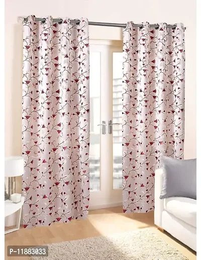 Aaradhya Creation 5Ft Curtains for Window Set of 1-Floral Printed Curtain Drapes Polyester Light Filtering Eyelet Panels for Home & Office Decor, ( 4 x 5 Feet ), Maroon-thumb0