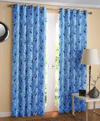 Aaradhya Creation 3D Digital Printed Curtain Drapes for Window 5Ft, 1 Piece Polyester Curtains for Home Office Decor, Decorative Themed Panels for Living Room Bedroom Hall (4x5 Feet ) Blue Flower-thumb1