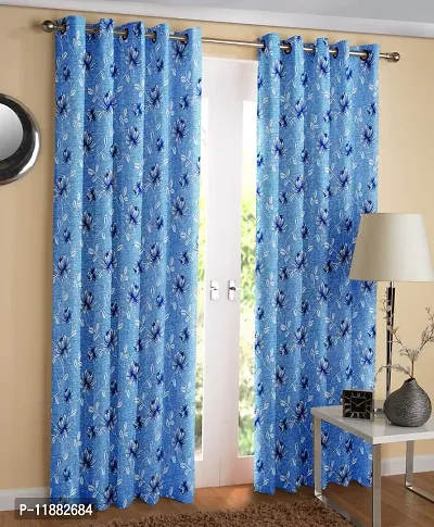 Aaradhya Creation 3D Digital Printed Curtain Drapes for Window 5Ft, 1 Piece Polyester Curtains for Home Office Decor, Decorative Themed Panels for Living Room Bedroom Hall (4x5 Feet ) Blue Flower-thumb2