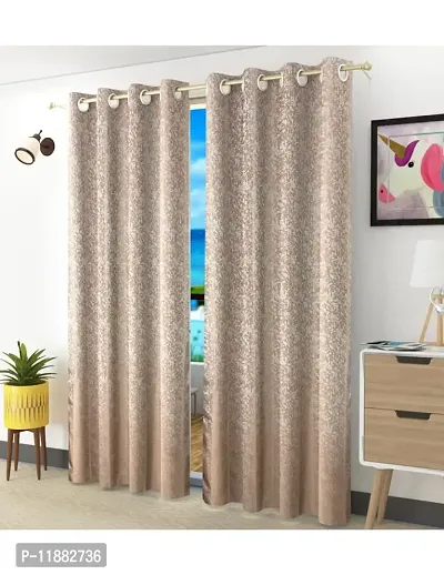 Aaradhya Creation 5Ft Window Curtains Set of 1-Textured Curtain Drapes Polyester Room DarkeningEyelet Panels for Home & Office Decor, ( 4 x 5 Feet ), Beige