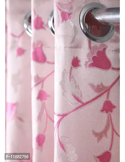 Aaradhya Creation 5Ft Curtains for Window Set of 1-Floral Printed Curtain Drapes Polyester Light Filtering Eyelet Panels for Home  Office Decor, ( 4 x 5 Feet ), Pink-thumb3