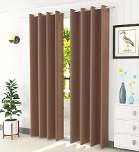 Aaradhya Creation Solid Plain Blackout Door Curtains for Home 1 Piece | 7 Feet Polyester Curtain Panels for Living Room Bedroom Kitchen | Decorative Grommet Top Draperies with Eyelet Rings (4x7 Ft) Brown-thumb1