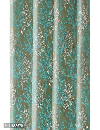 Aaradhya Creation Polyester Curtains for Window 5Ft Floral Printed Curtain Drapes||Decor Light Filtering Eyelet Curtain Drapes for Home & Office (4 x 5 Feet ) Grey & Blue-thumb3