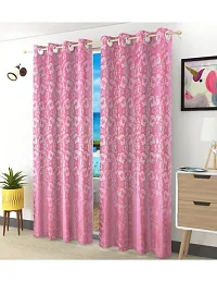 Aaradhya Creation 5Ft Curtains for Window Pack of 1 Polyester Printed Curtain Drapes for Window for Home & Office Room Darkening Eyelet Curtain Panels for Living Room, Bedroom- ( 4 x 5 Feet ), Pink-thumb1