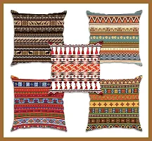 Aaradhya Creation Jute Cushion Cover Set of 5- Digital Printed Square Pillow Cover for Sofa, Couch- Decorative Throws Cushion Cover for Home Decor- 16 x 16 Inches, Multicolor6-thumb1