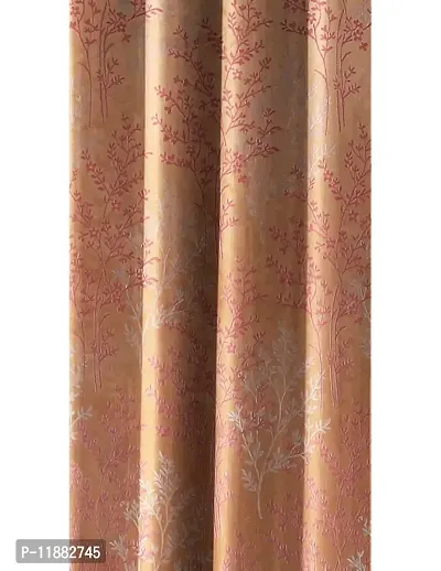 Aaradhya Creation Polyester Curtains For Window 5 Ft Pack of 1 Floral Printed Curtain Drapes For Home & Office Decor Light Filtering Eyelet Curtain Drapes For Living Room,Bedroom-( 4 x 5 Feet ) Orange-thumb3