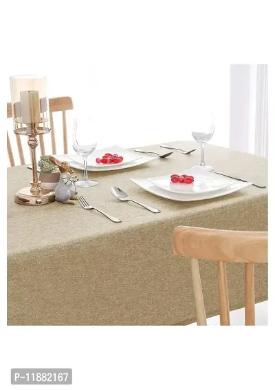 Aradhya Creation Table Cloth Textured Jute Tablecloth, Decorative Table Cover for Kitchen Dining Buffet Party, Outdoor Picnic Washable Centre Table Covers (50 x 110 Inches) Beige-thumb2