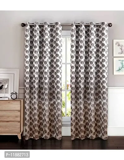 Aaradhya Creation 7Ft Door Curtains for Home Floral Printed Curtain Drapes for Home and Office Light Filtering Grommet Eyelet Panel Drapes for Living Room, Bedroom Pack of 1- ( 4 x 7 Feet ), Grey