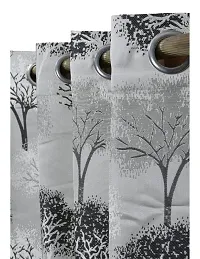 Aaradhya Creation Curtains for Window 5Ft Set of 1- Polyester Room Darkening Curtain Drapes Tree Printed Eyelet Panels Drapes for Home & Office Decor, ( 4 x 5 Feet ), Black & Grey-thumb1