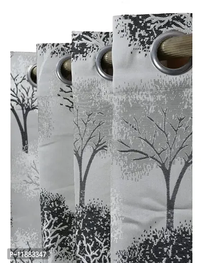 Aaradhya Creation Curtains for Window 5Ft Set of 1- Polyester Room Darkening Curtain Drapes Tree Printed Eyelet Panels Drapes for Home & Office Decor, ( 4 x 5 Feet ), Black & Grey-thumb2