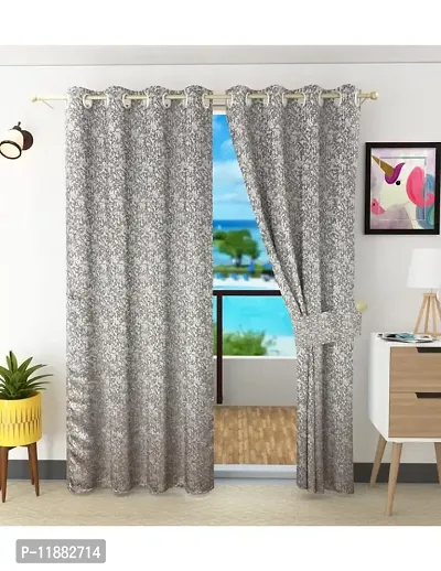 Aaradhya Creation 5Ft Window Curtains Set of 1-Textured Curtain Drapes Polyester Room DarkeningEyelet Panels for Home & Office Decor, ( 4 x 5 Feet ), Dark Grey