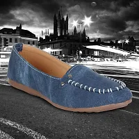 Dhairya Collection Women's Suede Belly Jeans Blue Suede Ballet Flat - 3-thumb4