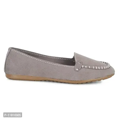 Dhairya Collection Women's Flat Latest Suede Loafer Bellies (Grey, Numeric_7)-thumb5