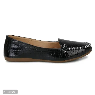 Dhairya Collection Ladies Latest Stylish Flat Loafer Shoe Bellies for Women Black-thumb5