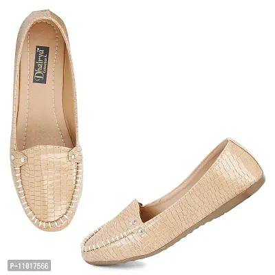 Dhairya Collection Ladies Latest Stylish Flat Loafer Shoe Bellies for Women (Tan, Numeric_4)-thumb3