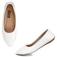 Dhairya Collection Ladies Flat Pointed Official Belly White-thumb1