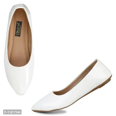 Dhairya Collection Ladies Flat Pointed Official Belly White-thumb2