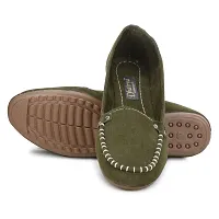 Dhairya Collection Women's Flat Latest Suede Loafer Bellies (Mehendi, Numeric_6)-thumb3