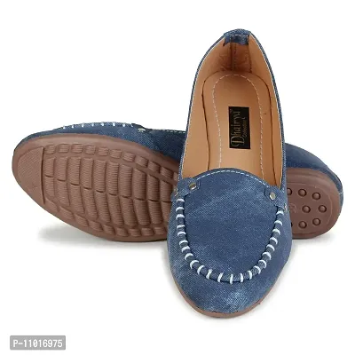 Dhairya Collection Women's Suede Belly Jeans Blue Suede Ballet Flat - 3-thumb3