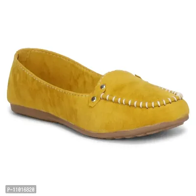 Dhairya Collection Women's Presents Ladies Flat Suede Loafer Bellies (Yellow, Numeric_8)-thumb5