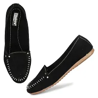 Dhairya Collection Presents Women's Flat Suede Loafer Bellies (Black, 4 UK)-thumb1