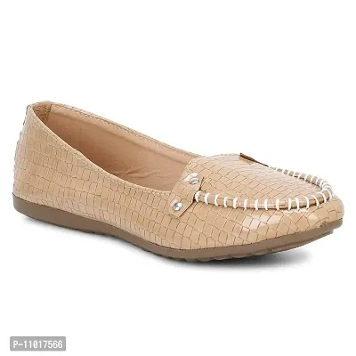 Dhairya Collection Ladies Latest Stylish Flat Loafer Shoe Bellies for Women (Tan, Numeric_4)-thumb4