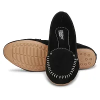 Dhairya Collection Presents Women's Flat Suede Loafer Bellies (Black, 4 UK)-thumb2