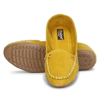 Dhairya Collection Women's Presents Ladies Flat Suede Loafer Bellies (Yellow, Numeric_8)-thumb2