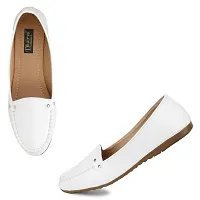 Dhairya Collection Ladies Latest Stylish Flat Loafer Shoe Bellies for Women White-thumb2