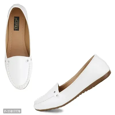 Dhairya Collection Ladies Latest Stylish Flat Loafer Shoe Bellies for Women White-thumb3