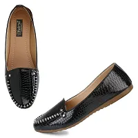 Dhairya Collection Ladies Latest Stylish Flat Loafer Shoe Bellies for Women Black-thumb2