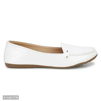 Dhairya Collection Ladies Latest Stylish Flat Loafer Shoe Bellies for Women White-thumb5