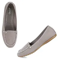 Dhairya Collection Women's Flat Latest Suede Loafer Bellies (Grey, Numeric_7)-thumb1