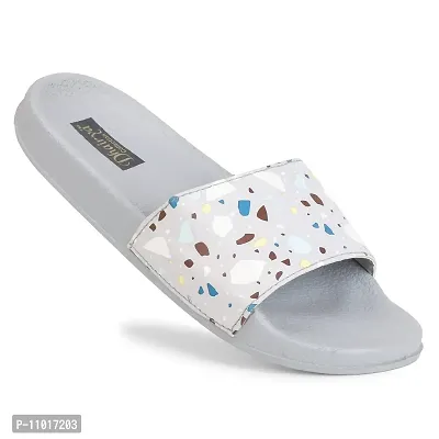 Dhairya Collection Women's Stylish Marble Design Flip Flop Slide Slipper - Grey-thumb2