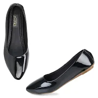 Dhairya Collection Ladies Flat Pointed Official Belly Black-thumb1