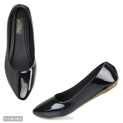 Dhairya Collection Ladies Flat Pointed Official Belly Black-thumb2