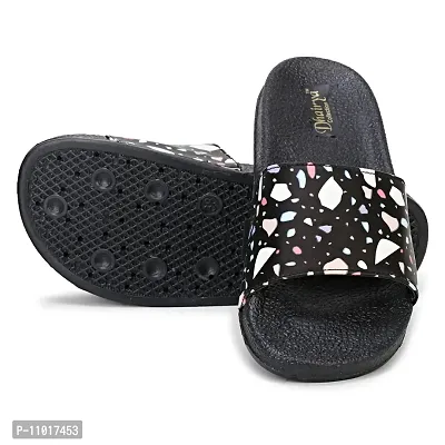 Ladies Stylish Marble Design Flip Flop Slide Slipper (Black, numeric_5)-thumb4
