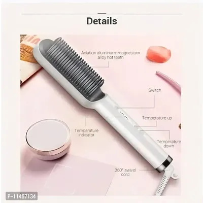 Electric Heating Hair Styling Straightener And Curler Comb Brush For Men and Women (White Colour)-thumb2