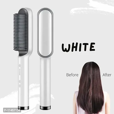 Electric Heating Hair Styling Straightener And Curler Comb Brush For Men and Women (White Colour)-thumb5