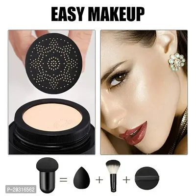 Air Cushion CC Cream Mushroom Head Foundation, Moisturizing BB Cream Makeup Long Lasting Waterproof Matte Concealer and Black Eyeliner for Women-thumb3