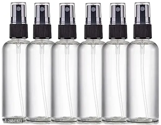 Clenom Multipurpose Refillable Fine Black Mist Empty Spray Transparent Bottles 100ml - Pack Of 6