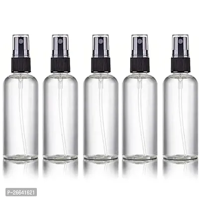 Clenom Multipurpose Refillable Fine Black Mist Empty Spray Transparent Bottles 100ml - Pack Of 5