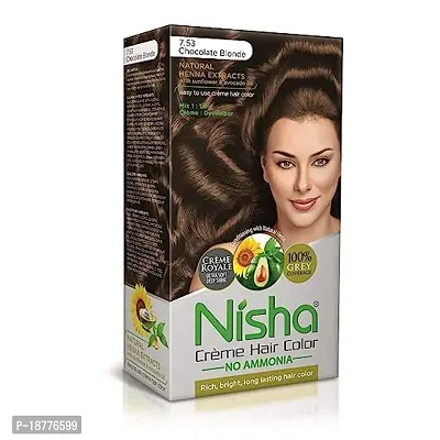 Nisha Cregrave;me Hair Color 753 Chocolate Blonde Hair Colour For Women And Men Pack Of 1-thumb0