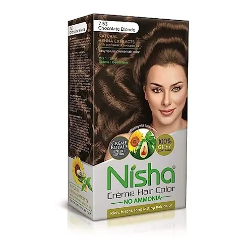Nisha Cregrave;me Hair Color 753 Chocolate Blonde Hair Colour For Women And Men Pack Of 1