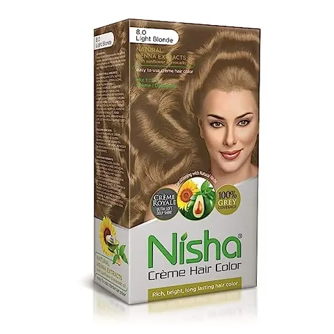 Nisha Hair Cregrave;me Color Light Blonde Hair Color For Women And Men 100Per Grey Coverage Long Lasting Hair Color With Henna Extracts For Hair Care Pack Of 1
