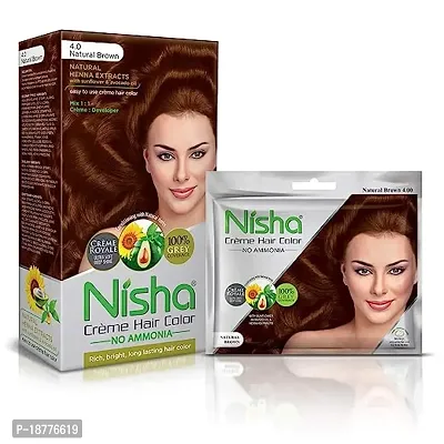 Nisha Creme Hair Color Combo Pack Of Natural Brown 120Gm Jumbo  40Gm Sachet Pack hellip;