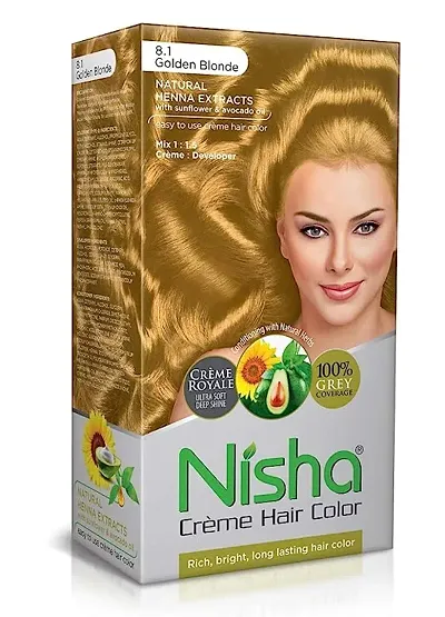 Nisha Hair Cregrave;me Color Golden Blonde Hair Color For Women And Men Hair Color Long Lasting 100Per Grey Coverage Pack Of 1