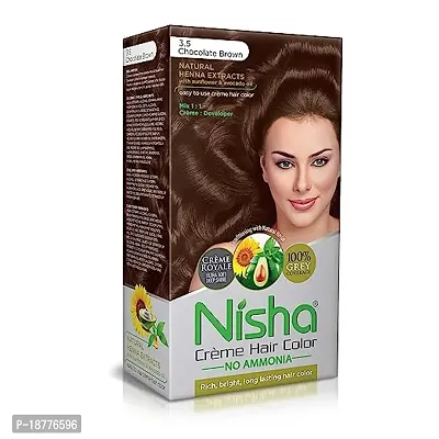 Nisha Cream Hair Color With Rich Bright Long Lasting Shine Hair Color No Ammonia Cream Formula Smooth Care For Your Precious Hair 120Gm Chocolate Brown 35-thumb0