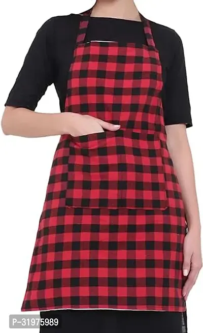 Stylish Waterproof Cotton Checked Aprons with Kitchen Napkin-thumb0